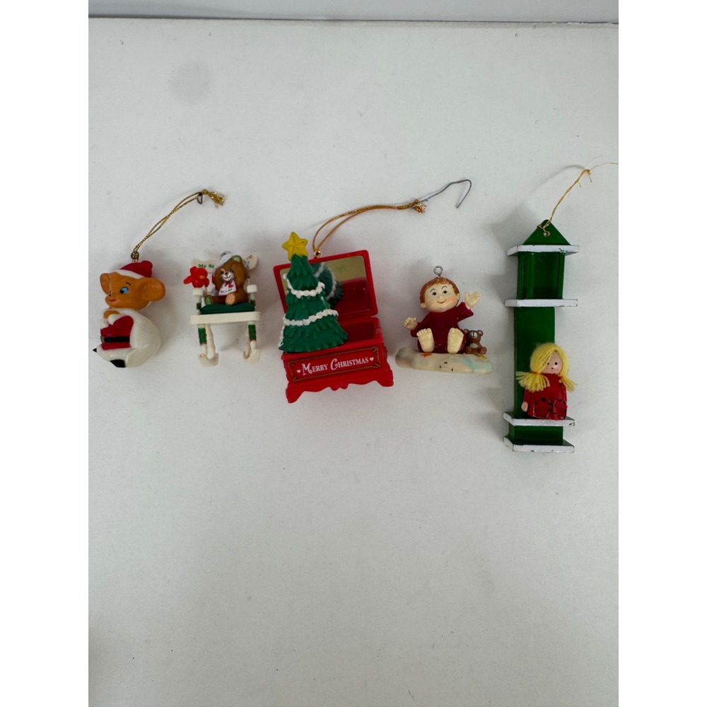 Lot of 5 Vintage‎ Christmas Ornaments Including Figures and Miniatures